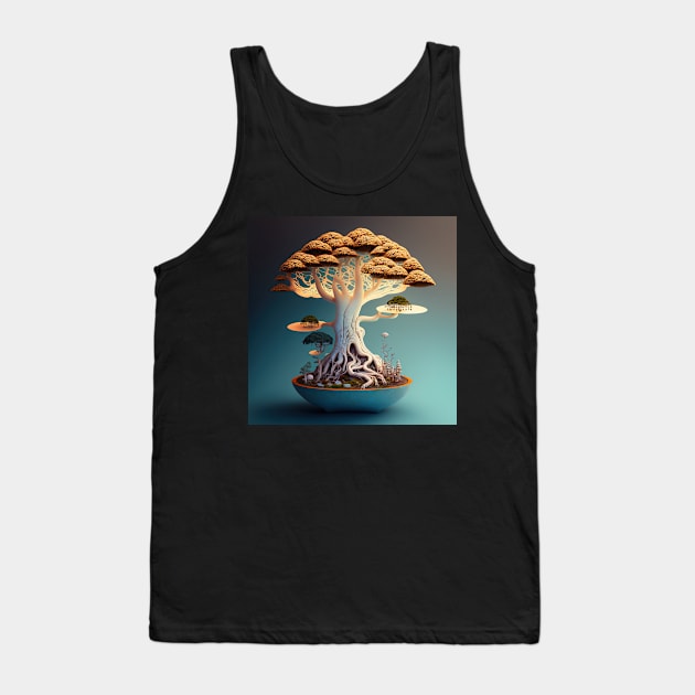 Surreal Mushroom Bonsai Tree Tank Top by Ronin Creations